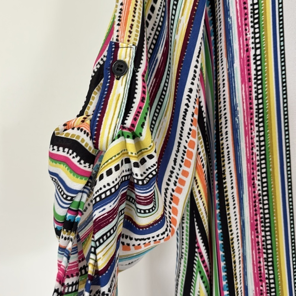 Melissa Paige Striped Colorful Tunic Blouse Top Mini Shirt Dress boho euro chic - Picture 5 of 9